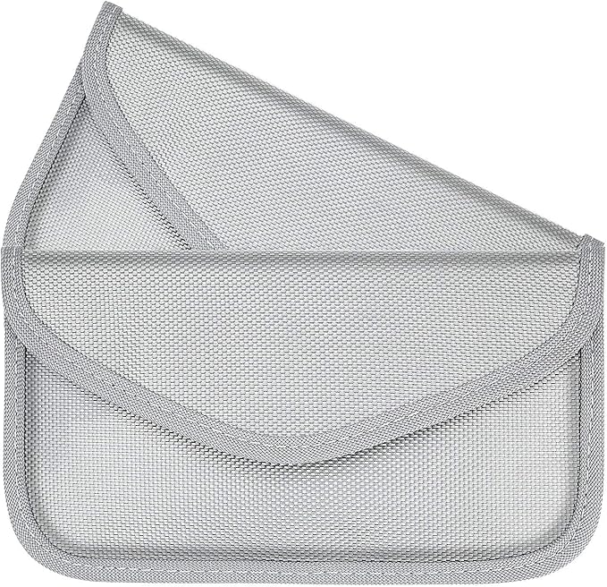 Faraday Key Fob Protector (2 Pack), Premium Faraday Bag/Pouch, Car Key Signal Blocker, Signal Blocking Bag for Cell Phone Privacy P (Silver)