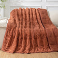 Cottonblue Jacquard Weighted Blanket for Adults 20 lbs Queen Size, Cozy Fluffy Sherpa Fleece Weighted Throw Blankets 60" x 80" for Sleep Relax, Fuzzy Warm Arch Heavy Blanket for Bed Couch, Rust Pink