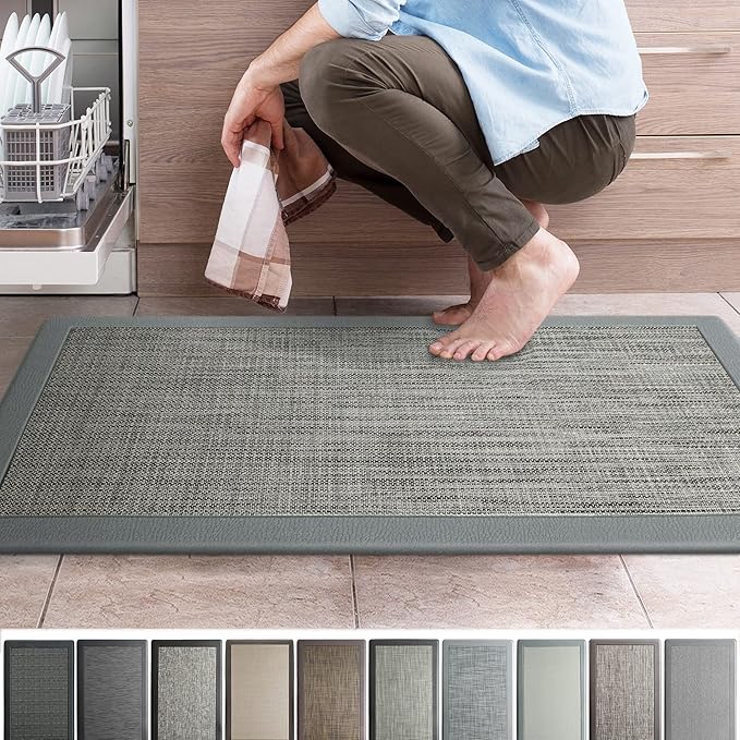 iCustomRug Ergonomic Anti Fatigue Mat, for Comfortable Standing in Kitchen, Bathroom, Workstation Memory Foam Mat in Stone 39"×20"×0.50" (L×W×H)