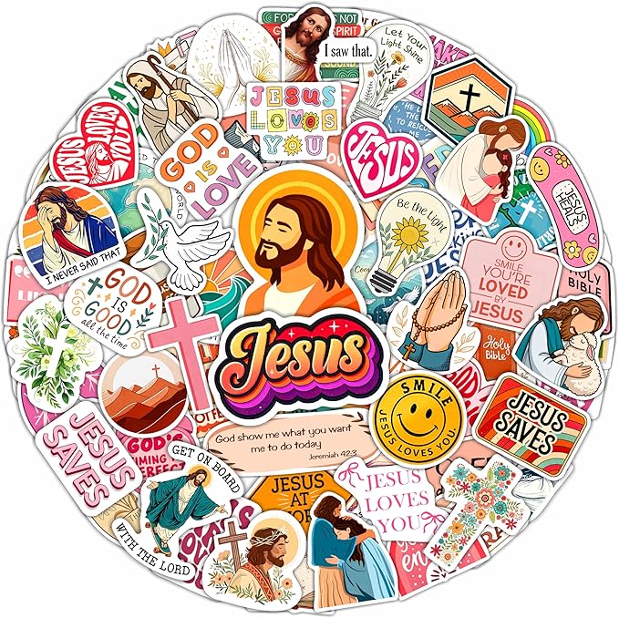 100Pcs Christian Stickers for Water Bottle, Laptop - Religious, Jesus Stickers - Christian Gifts, Party Supplies & Decorations - Gift for Women & Men