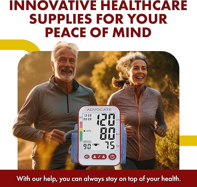 Digital High Blood Pressure Monitor for Home Use, Automatic Readings for Upper Arm Fit, Records Data for up to 2 Separate People, BP Cuff Machine Large