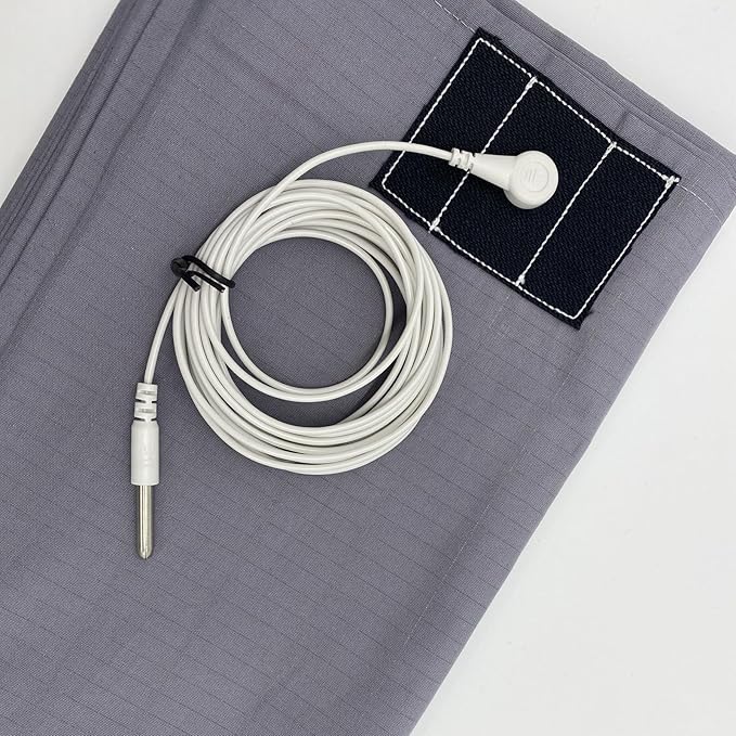Grounding Flat Sheet Twin Size Gray 54x75 Inches - Conductive Silver Fiber & Organic Cotton for Improved Sleep, Includes 15ft Grounding Cord