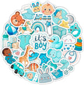 100Pcs Baby Boy Stickers for Shower Favors, Scrapbooking - Newborn Stickers - Baby Boy Shower Party Supplies & Decoration