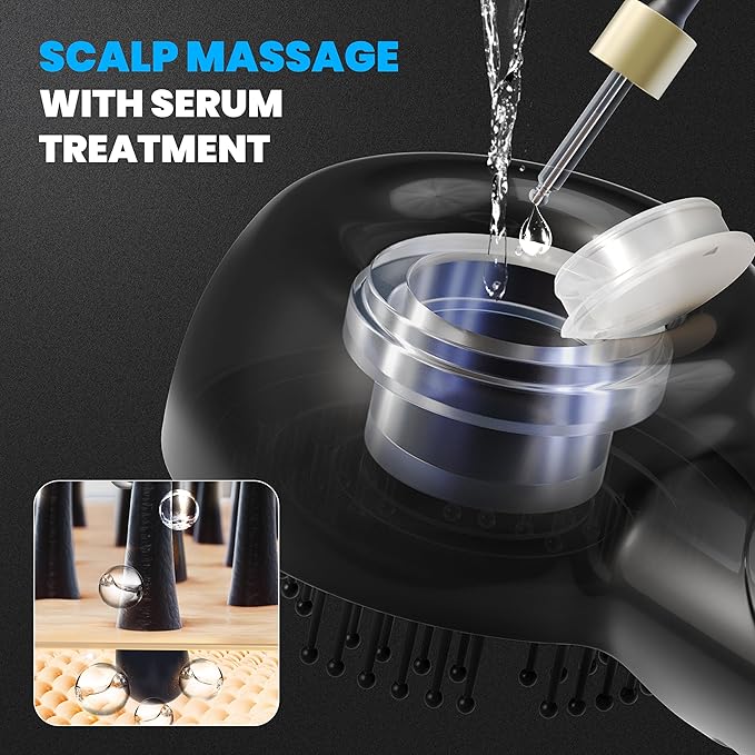 2-in-1 Electric Scalp Massager with Nano Mist Serum Applicator, Waterproof Rechargeable Head & Scalp Massage Brush with Moving Massage Teeth for Relaxing Scalp Care and Hair Care Routine