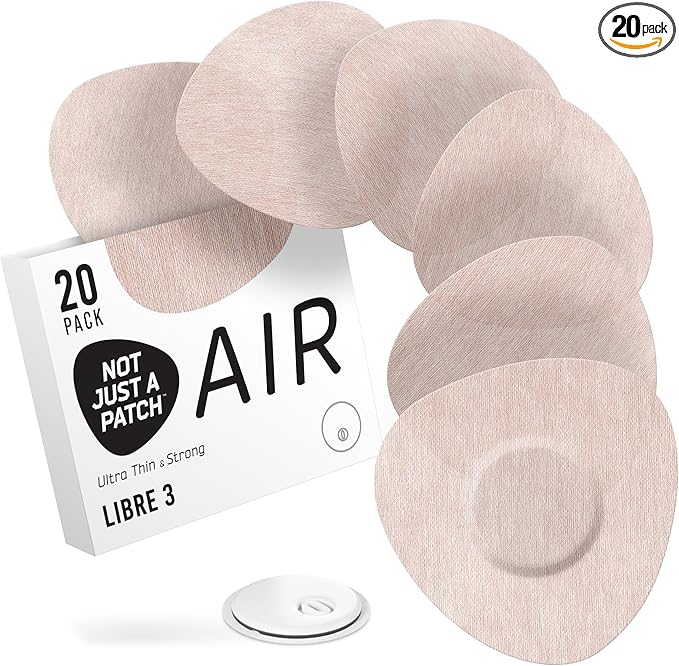 Not Just A Patch Air Libre 3 Plus Sensor Covers (20 Pack) - Thin, Strong and Light Adhesive Patches with Ultra-Hold 15+ Day Adhesion, Durable Freestyle Libre 3 Sensor Covers - Beige