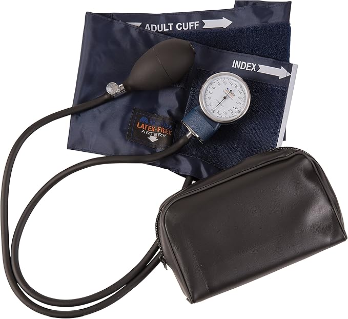 MABIS Precision Series Aneroid Sphygmomanometer Manual Blood Pressure Set with Calibratrated Nylon Cuff and Carrying Case, Adult, Latex Free