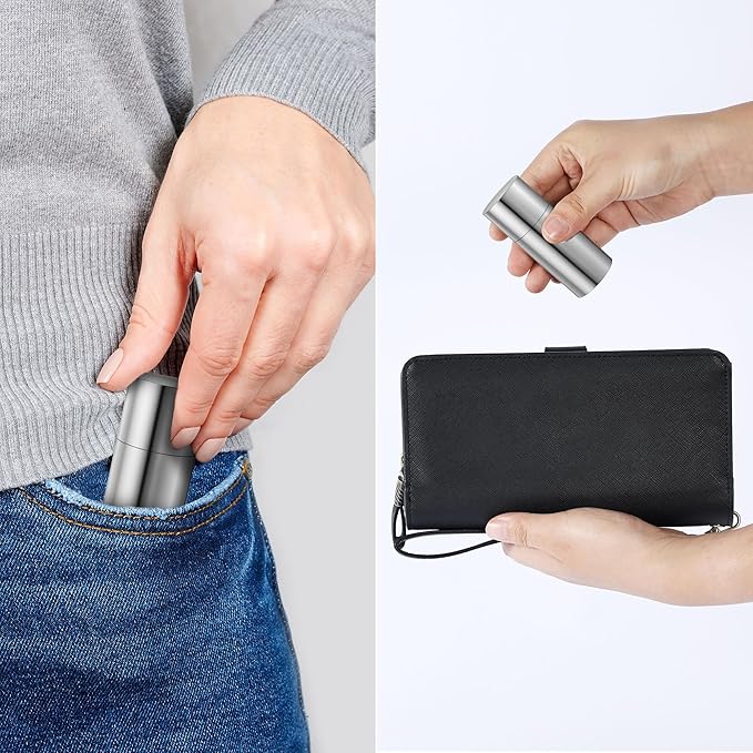 Portable Pill Holder Keychain, Small Metal Pill Case Waterproof Pill Box Container Mini Stainless Steel Pill Organizer for Travel Purse Pocket