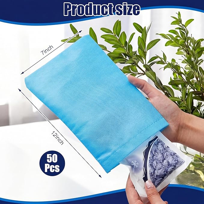 Tatuo 50 Pcs Disposable Hot Cold Pack Sleeves Non Woven Disposable Ice Pack Sleeve Protective Cover for Hot and Cold Bags (7 x 12 Inch)