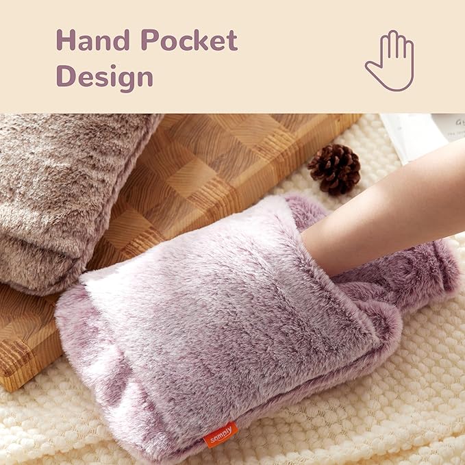 samply Hot Water Bottle with Cover - 2L Hot Water Bag with Hand Pocket, for Hand Feet Warmer, Pink