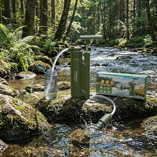 Portable 3-Stage Water Purifier Survival Pump with 0.01 Micron Ultrafiltration Membrane Water Purification System,Suitable for Hiking,Camping,Emergency Survival Water and Outdoor Activities