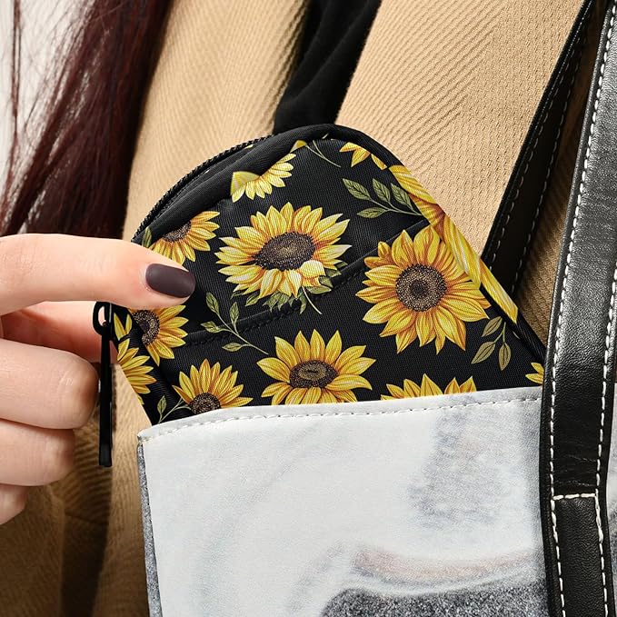 Kigai Sunflower Pill Case Weekly Pill Box Portable Travel Pill Bag Organizer with Zipper for Vitamins, Medication and Supplements