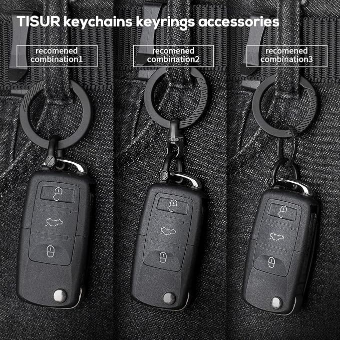 TISUR Keychain Pill Holder+Titanium Round Carabiner Clip