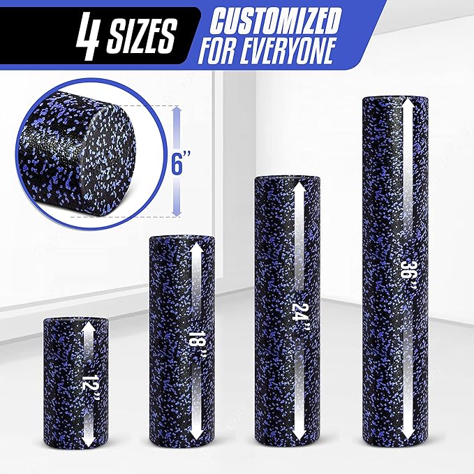 Yes4All High-Density EPP Round Back Roller Foam, Exercise Foam Roller for Yoga, Pilates & Stretching - 12, 18, 24, 36 inch