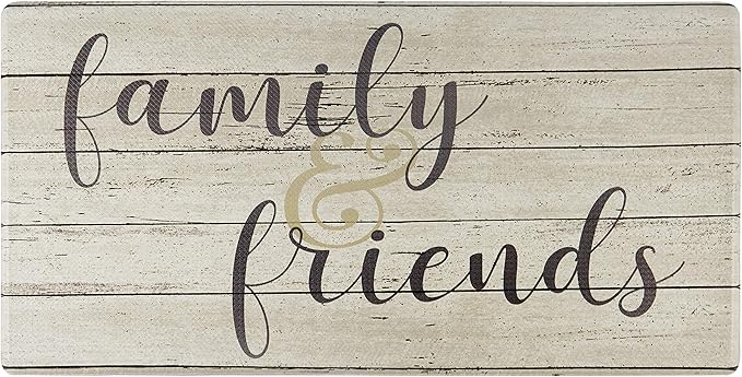 J&V TEXTILES Anti Fatigue Kitchen Mat for Floor, Embossed Themed Cushioned Kitchen Runner Rug Mat, Non Slip, Easy Wipe Clean, 1/2 Inch Thick (20x39 inches, Family & Friends)