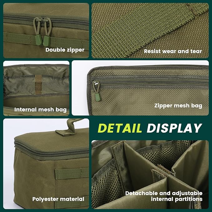 First Aid Bag Empty,Travel Bag Empty Pill Box Organizer, Portable Travel Pill Bottle Organizer for Home Outdoor Emergency Traveling(Military green,13.78 x 5.91 x 4.72 in)