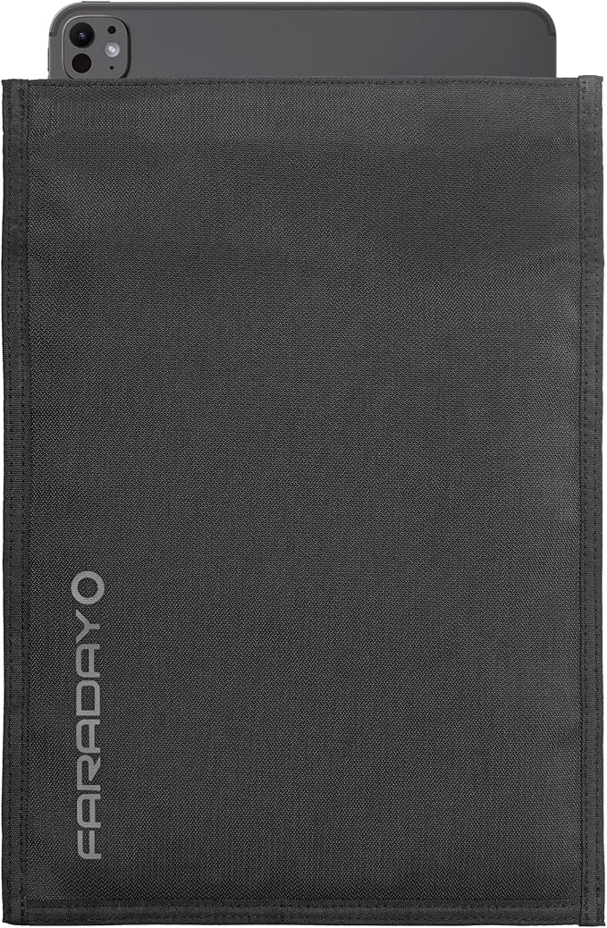 Faraday Defense Faraday Bag Jacket Pro for Tablets | Magnetic Closure, Shielding - Law Enforcement & Military, Travel & Data Security, Privacy, Anti-Tracking Anti-Hacking Black (Tablet)