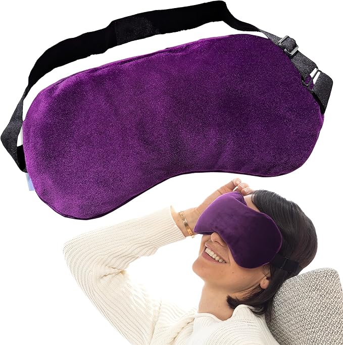 SunnyBay Microwavable Heated Eye Mask for Dry Eyes, Moist Cold and Warm Compress for Eyes with Elastic Strap and Unscented Hydra Bead Filling, Washable Soft Plush Material, 7.9 x 4.3 Inches