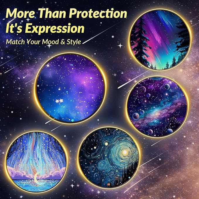 Libre 3 & Plus Sensor Covers Waterproof, Amolyfe 10 Pack Freestyle Libre 3 Sensor Covers, Bump-Proof with Hard Cap for Free Style Glucose Sensor, Easy-Peel Tab 14-Day Protection (Galaxy)