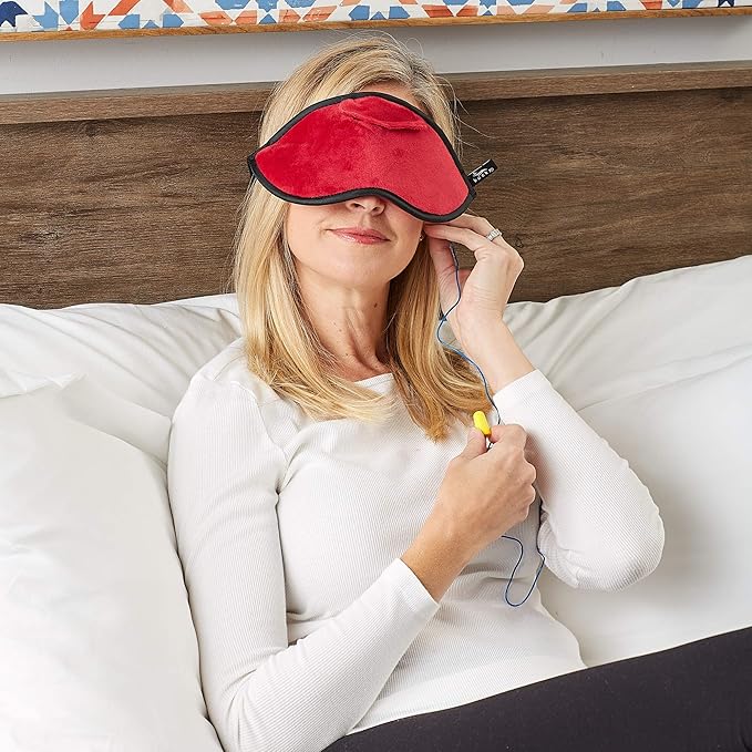 Bucky Eden Collection Lightweight Eye Shade Mask with Reusable Ear Plugs, Cherry