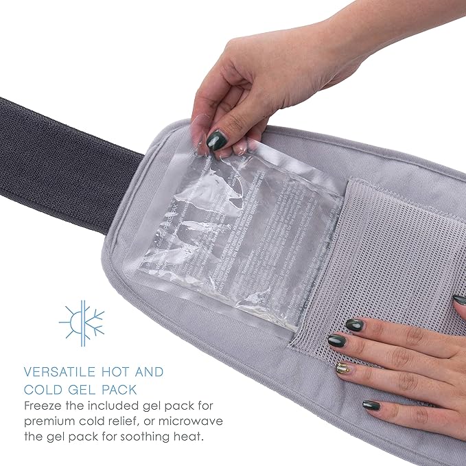 Pure Enrichment PureRelief Lumbar & Abdominal Heating Pad - 4 Heat Settings, Adjustable Belt, Hot/Cold Gel Pack, and Storage Bag - Ideal for Back Pain and Abdominal Cramps