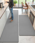Color&Geometry Anti Fatigue Cushion Extra Large Kitchen Mat for Floor - 24x59+24x94,Easy Clean, Waterproof & Oil Proof, Anti Slip, Foam Rubber Runner Rug for Front Sink Comfort Standing, Grey Set of 2