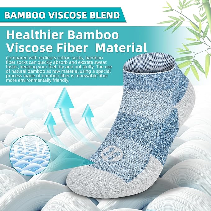 Diabetic Socks for Men,4 & 6 Pairs Low Cut Bamboo Viscose Wide Mens Diabetic Socks Size 9-11 10-13