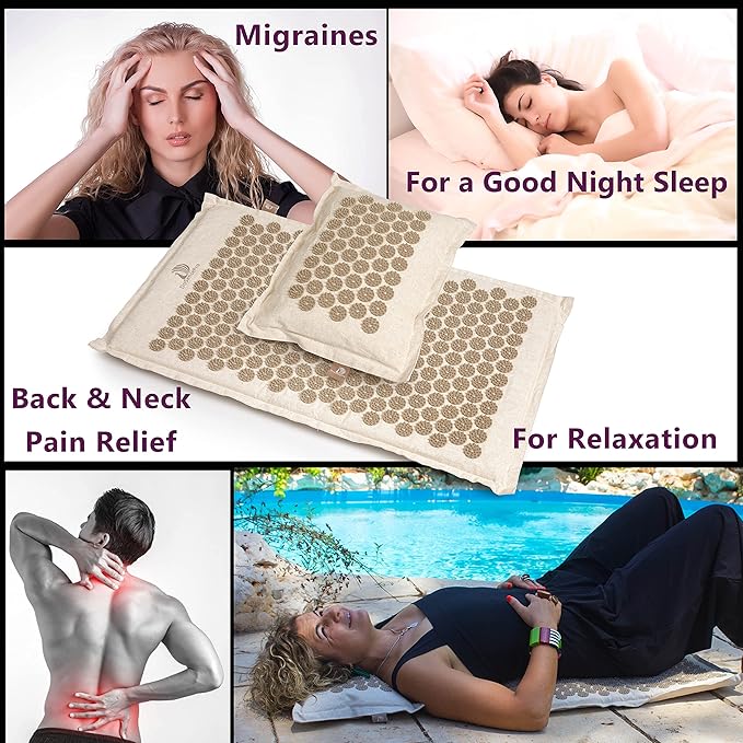 Acupressure Mat & Pillow Set for Back Pain, Neck Pain & Sciatica Relief – Extra Long Bed of Nails Mat 29” with Coconut Fiber for Stronger Pressure, Stress Relief, Muscle Recovery & Sleep – DoSensePro