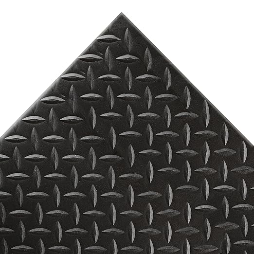 NoTrax 419 Diamond Sof-Tred Safety/Anti-Fatigue Mat with Dyna-Shield PVC Sponge, for Dry Areas, 3' Width x 60' Length x 1/2" Thickness, Black