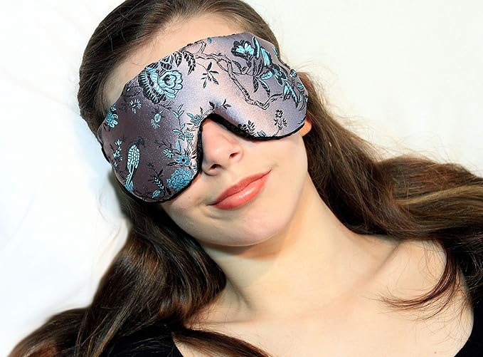 Handmade Weighted Sleep Eye Mask Yoga Pillow - Flax Seed Fill - Lavender Scented - Birds in Paradise - TEMFL-BP