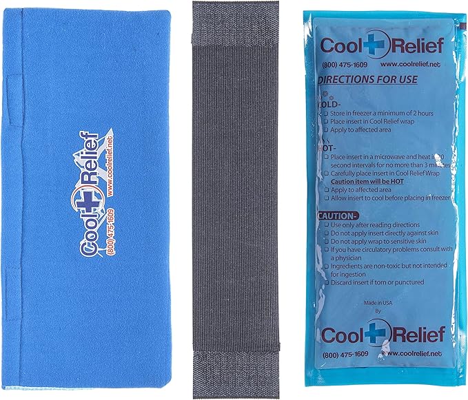 Pain Relief Ice Pack with Compression Strap for Hot & Cold Therapy - Long Lasting Reusable Gel Pack for Injuries | Use as Heat Wrap or Cold Pack for Wrist, Hand, Neck, Ankle, and Calves (6" X 12")