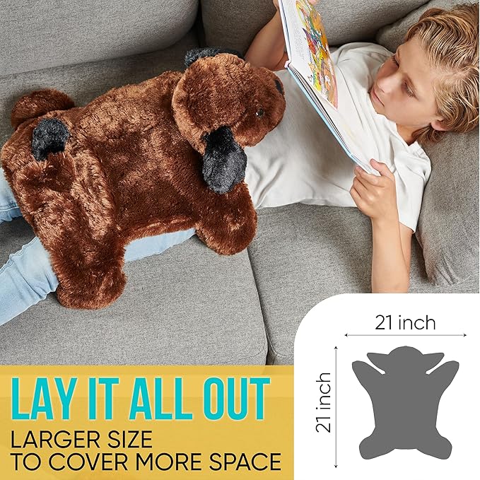 FRIENDLY CUDDLE Weighted Lap Blanket for Kids & Adults – Kids Weighted Blanket – ASD, Sensory Processing Weighted Stuffed Animals Dog Toy – Microwavable Weighted Lap Pad for Kids, 5 Lbs.