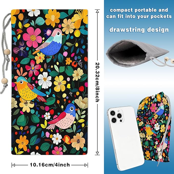 EMF Shield Sleeve for Cell Phone Reduce Signal Anti-EMP Pouch Against Radiation, EMF, 5G, RFID Blocking 4x8 Inch Flower Bird Phone Sleeve Bags
