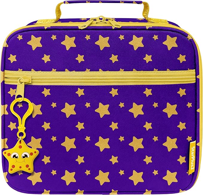 Medium Travel Pill Bottle Organizer, Child Medicine Bag with Zipper Toy, Carrier for Kids Medications and Medical Supplies - Yellow Stars