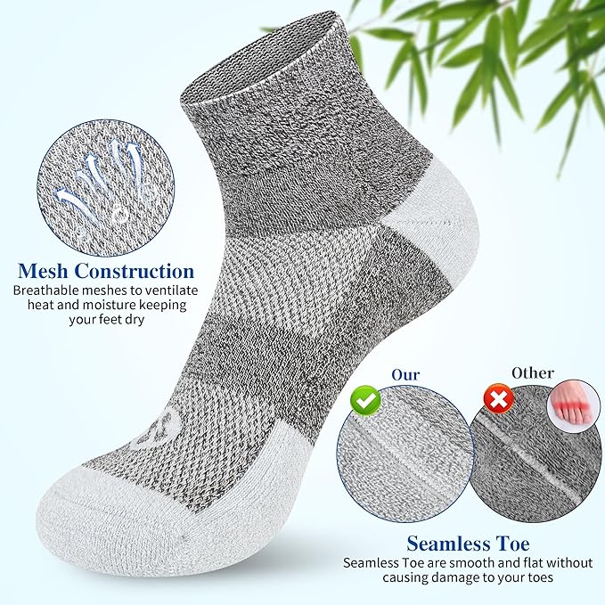 Diabetic Socks for Men,6 Pairs Ankle Mens Diabetic Socks,Diabetic Neuropathy Socks for Men Size 9-11/10-13/13-15.