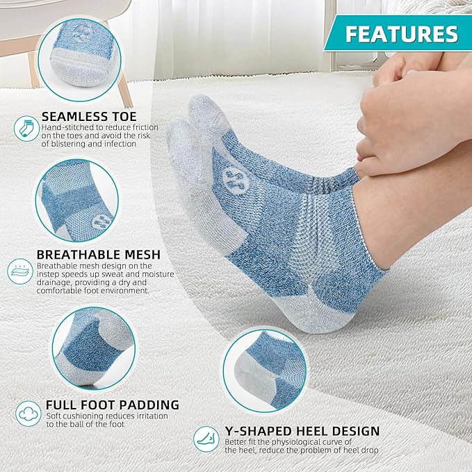 Diabetic Socks for Men,4 & 6 Pairs Low Cut Bamboo Viscose Wide Mens Diabetic Socks Size 9-11 10-13