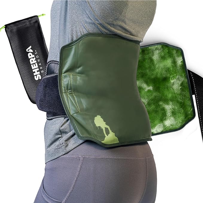 Large Ice Packs for Injuries Reusable Wrap with Straps - Soft Gel Hot and Cold Packs for Injuries, Hip, Shoulder, Back Pain Relief - 12" x 15" - Green