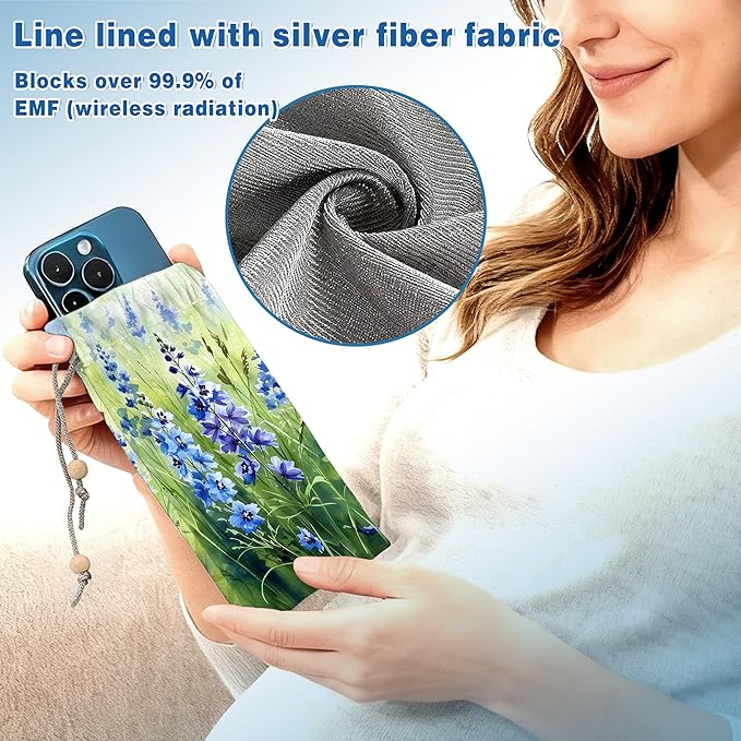 EMF Shield Sleeve for Cell Phone Reduce Signal Anti-EMP Pouch Against Radiation, EMF, 5G, RFID Blocking 4x8 Inch Lavender Phone Sleeve Bags