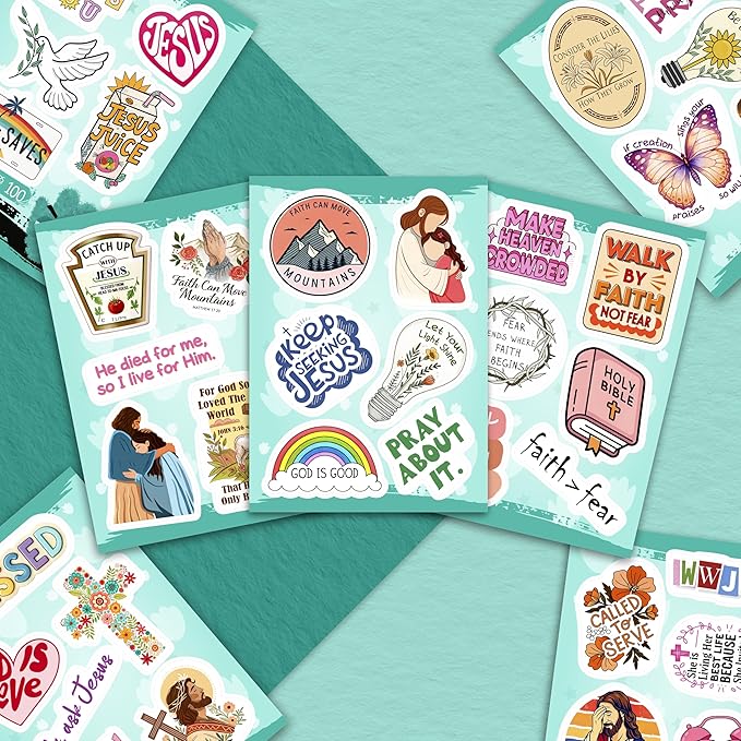 100Pcs Christian Stickers for Water Bottle, Laptop - Religious, Jesus Stickers - Christian Gifts, Party Supplies & Decorations - Gift for Women & Men