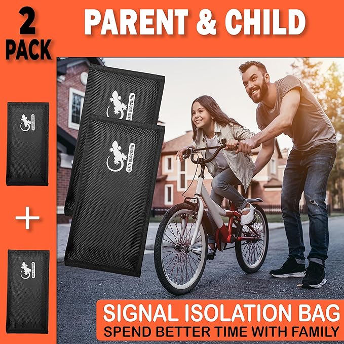 Faraday Bag Anti-Tracking GPS RFID Car Key Signal Blocker Wallet Shielding Pouch Protective Case for Cell Phone Car Key FOB, Data Privacy, Electronic Device Security (2 Pack - Pocket Black)
