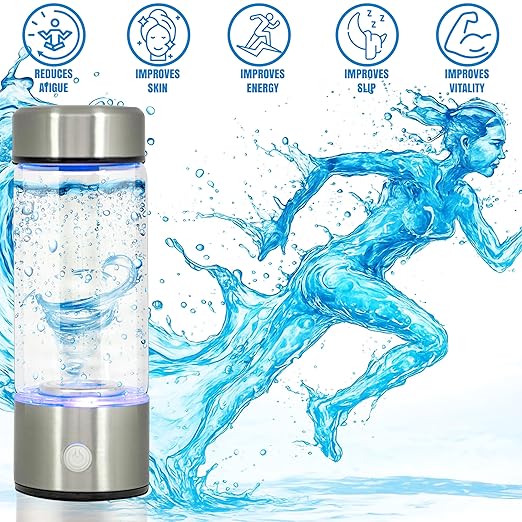 Hydrogen Water Bottle Generator – 3Min Rapid Hydrogenation 1680 PPB, SPE PEM Technology – 420ml Capacity – Portable Rechargeable Ionizer Machine – Health Care Gift for Travel, Sports, Home, Office