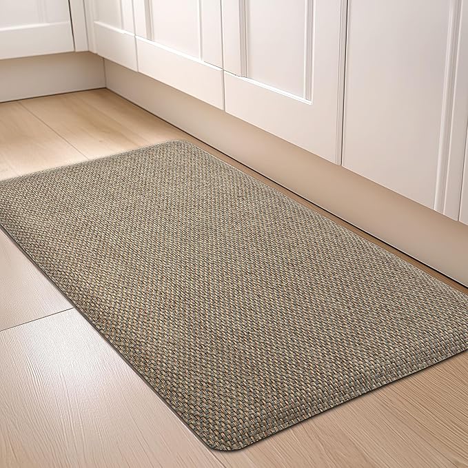 Kitchen Mats for Floor Cushioned Anti-Fatigue Kitchen Floor Mat Non Slip Kitchen Rugs for Floor Absorbent Foam Comfort Standing Mat for Front of Sink, Office, Laundry(Grey/Green, 17.3"x28")