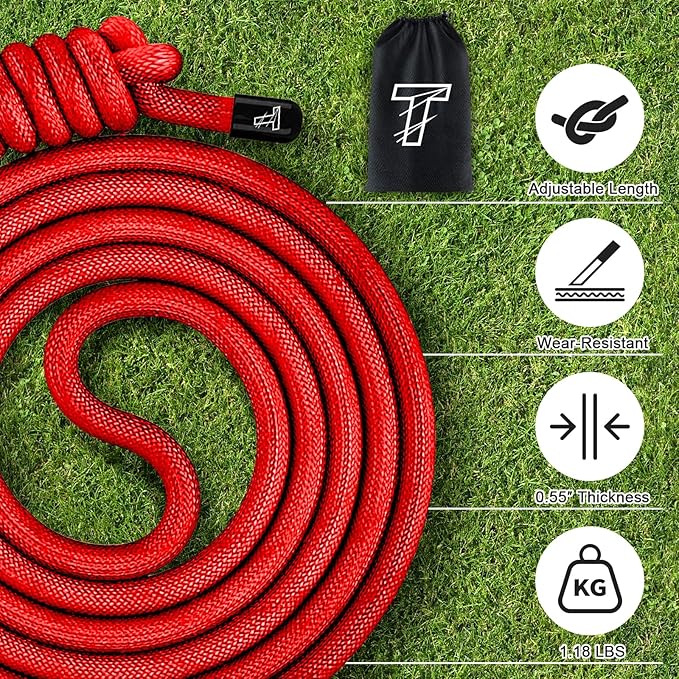 Flow Rope Exercise Jump Rope For Fitness, Working Out, Flow with 9 Ft Adjustable Double Woven Workout Rope For Men, Women, Beginners' Training – Indoor & Outdoor Cardio
