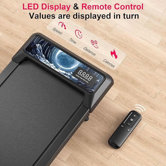 Walking Mat Pad With Incline and Handle Bar, Treadmill with Handles, 4 in 1 Under Desk Treadmill, 2.5HP Low Noise Compact Treadmills Small Space with Remote Control,Portable Treadmills for Home Office
