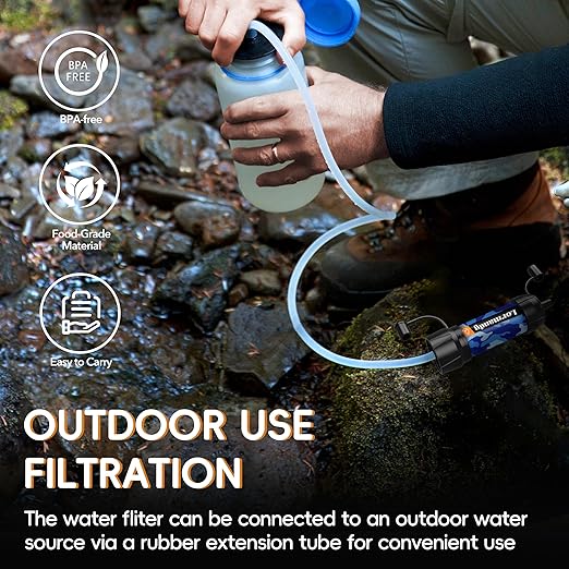 Mini Straw Water Filter - Portable Water Filter, Personal Water Filtration System, Water Purifier Straw, Outdoor Emergency and Survival Gear for Hiking, Camping Accessories and Travel (4PCS)