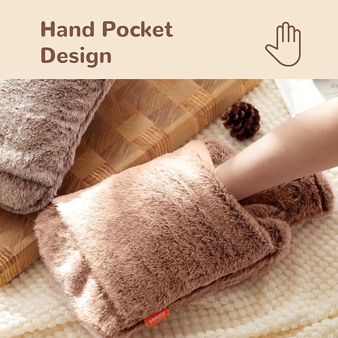 samply Hot Water Bottle with Cover - 2L Hot Water Bag with Hand Pocket, for Hand Feet Warmer, Khaki