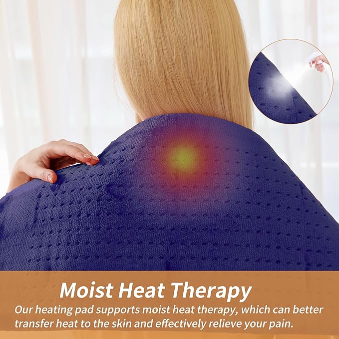 Back Heating Pad for Neck and Shoulders, Weighted Massaging Heated Pad with Vibration,Electric Heat Pad with 3 Heat Settings 6 Massage,Gifts for Women Men Mom,Auto Off,20"*24",Dark Blue