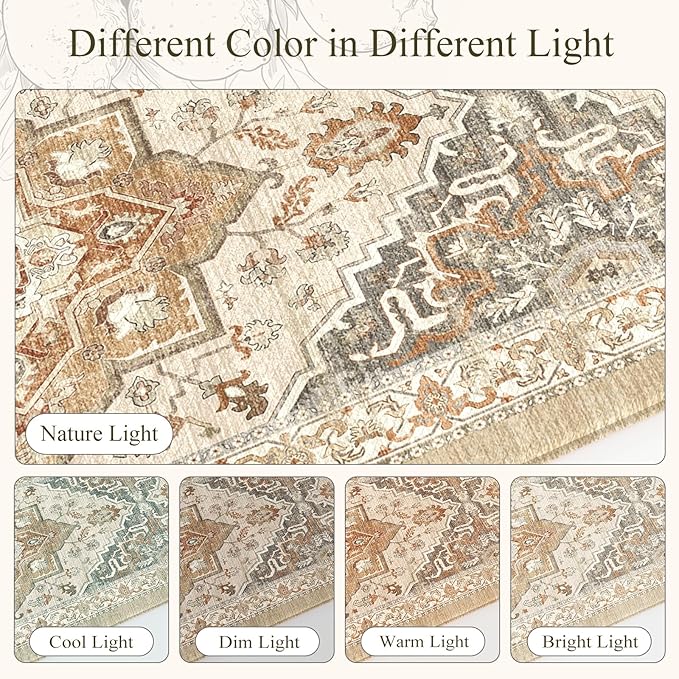 Kitchen Mats Cushioned Anti Fatigue Mats for Kitchen Floor, Non-Skid Waterproof Kitchen Rugs Padded Comfort Standing Desk Mat for Home Office Laundry Sink(Tan & Grey)