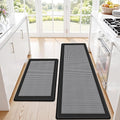 Kitchen Mats, 2PCS Kitchen Rugs for Floor, Cushioned Anti-Fatigue Mats for Kitchen Floor, Non-Slip Standing Desk Mat for Sink, Home, Laundry & Office, 17.3"x30"+17.3"x59" (Black)