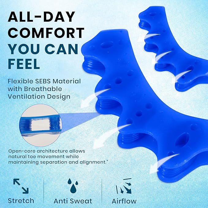 Toe Separators – Soft Gel Toe Spacers for Alignment, Stretching, Yoga and Everyday Foot Comfort (Small/Medium)
