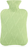 samply Hot Water Bottle with Cover, 2L Hot Water Bag for Hot and Cold Compress, Hand Feet Warmer, Neck and Shoulder Pain Relief, Light Green